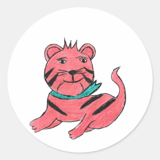 Cute Orange Cat Runder Aufkleber (Vorderseite)