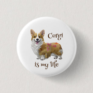 Cute Orange corgi for  a positive mood  Button
