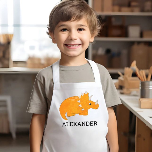 Cute Orange Dinosaur Personalized Kinderschürze (Von Creator hochgeladen)