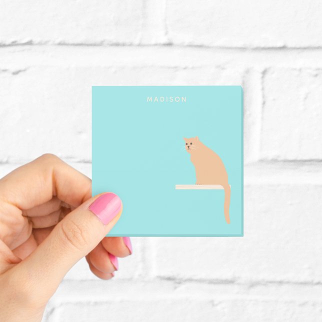 Cute Orange Ginger Cat Notes mit Name Post-it Klebezettel (Von Creator hochgeladen)