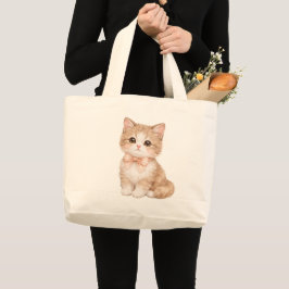 Cute Orange Ginger Kitten Watercolor Art Tote Bag Jumbo Stoffbeutel