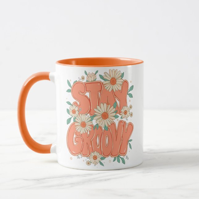 Cute Orange Hippie Typography Tasse (Links)
