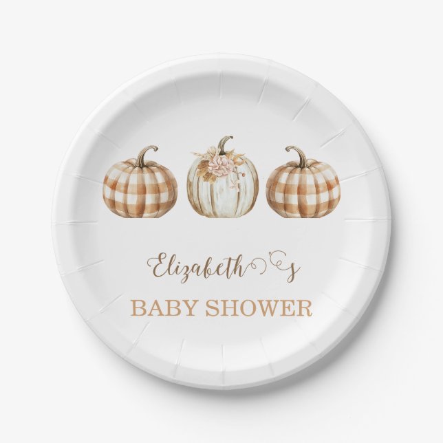 Cute Orange Little Pumpkin Baby Shower  Pappteller (Vorderseite)