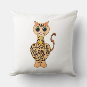 Cute Orange Spotted Bengal Cat on White Kissen