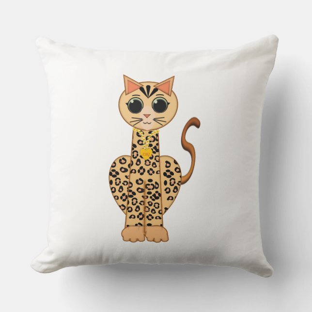 Cute Orange Spotted Bengal Cat on White Kissen (Vorderseite)