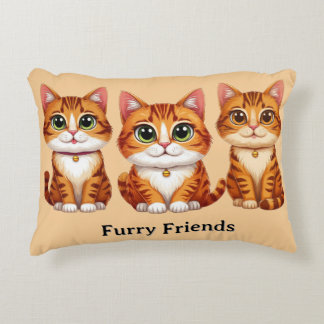 Cute Orange Tabby Cat Trio Illustration Big Eyes Dekokissen