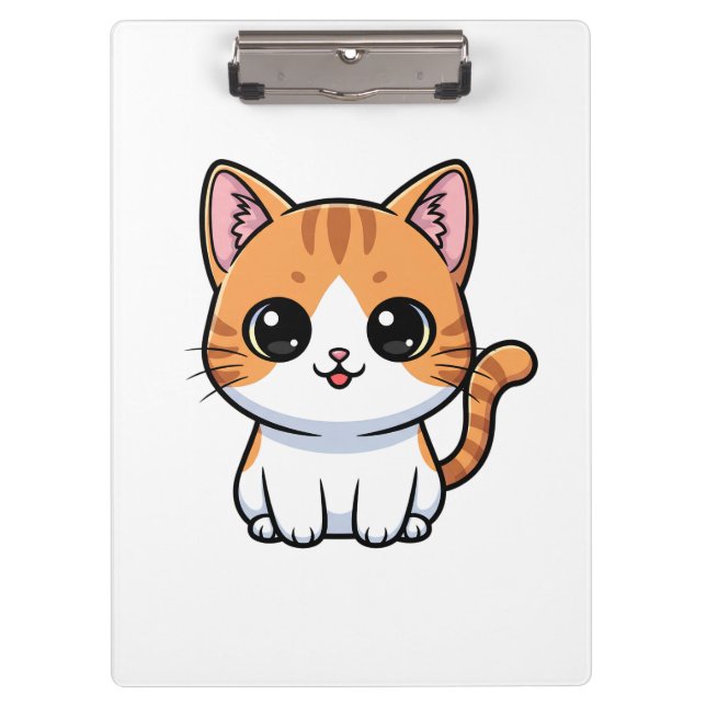 Cute Orange Tabby Kitten Character Klemmbrett (Vorderseite)