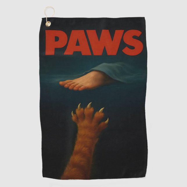 Cute Orange Tabby vs Human Foot  Golfhandtuch (Vorderseite)