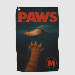 Cute Orange Tabby vs Human Foot Monogram Golfhandtuch