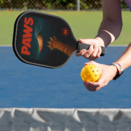 Cute Orange Tabby vs Human Foot Monogram Pickleball Schläger