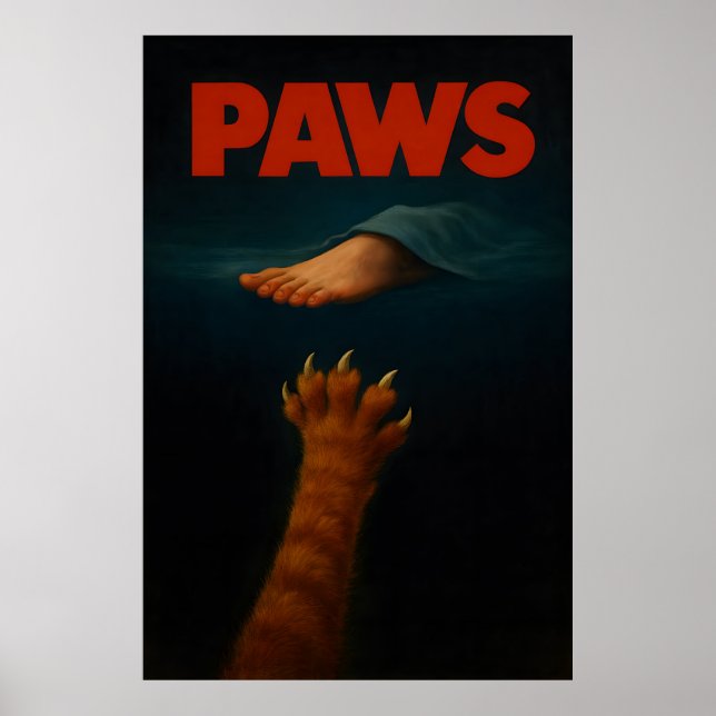 Cute Orange Tabby vs Human Foot Poster (Vorne)