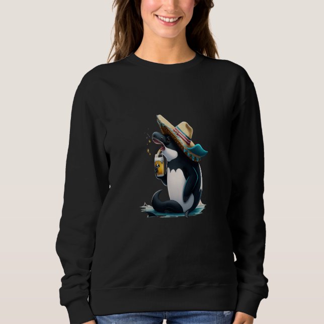 Cute Orca Animal Orca Drinking Beer Sweatshirt (Vorderseite)