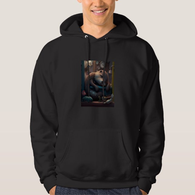 Cute Otter Bed Time Bored Sleepyhead Otter Hoodie (Vorderseite)