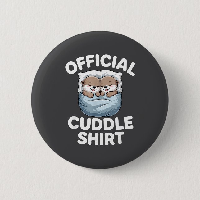 Cute Otter Couple Cozy Cuddle  Button (Vorderseite)
