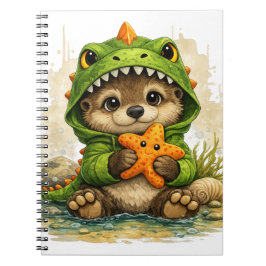 Cute Otter Dino Costume Kawaii Notebook Notizblock