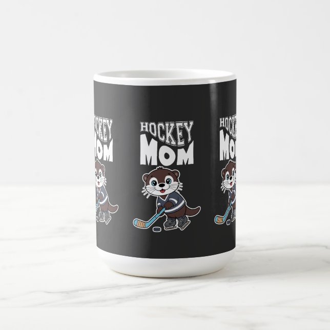 Cute Otter Hockey Mom - Fun Sports Animal Graphic Kaffeetasse (Mittel)