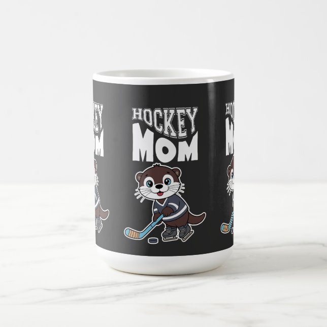 Cute Otter Hockey Mom - Fun Sports Animal Graphic Kaffeetasse (Mittel)