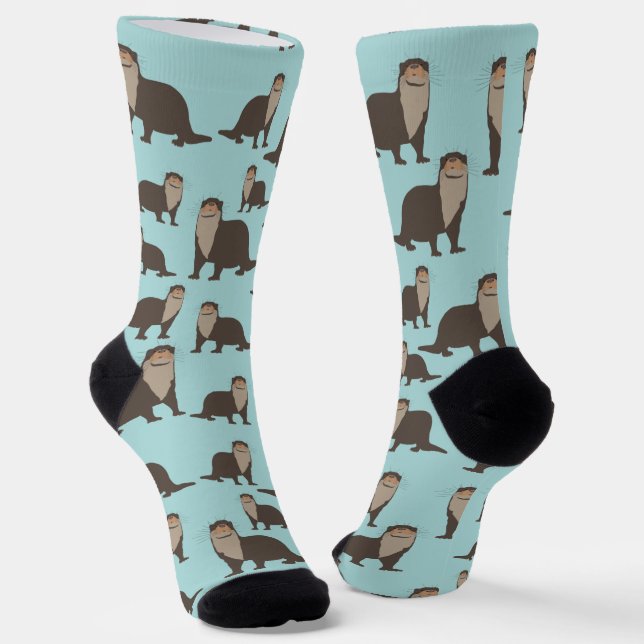 Cute Otter Illustration Pattern Socken (Gewinkelt)