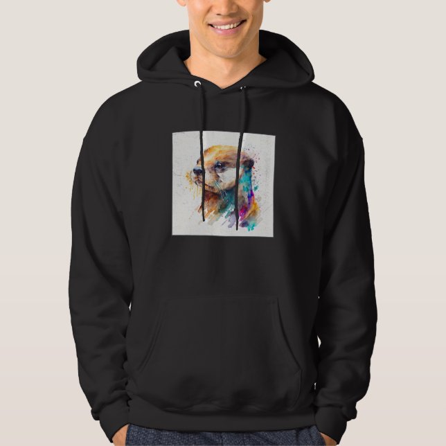 Cute Otter Paint Splatter Illustration Colorful Wa Hoodie (Vorderseite)