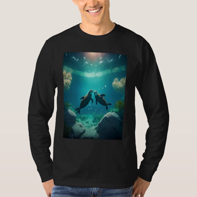 Cute Otter  Sweet Sea Otter Couple  1 T-Shirt (Vorderseite)