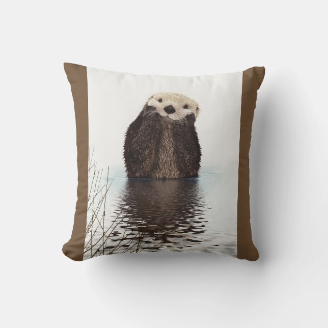Cute Otter Wildlife Image Kissen (Vorderseite)