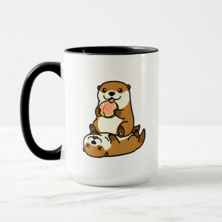 Cute Otters with Lollipop Sweet Cartoon Animal Art Tasse