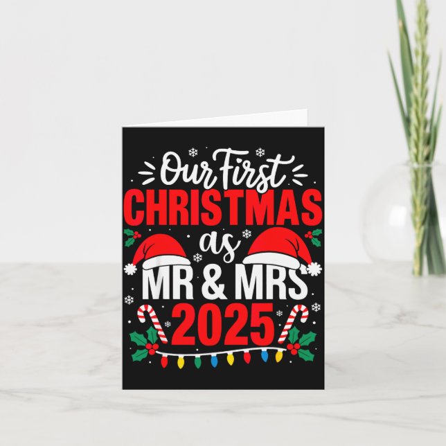 Cute Our First Christmas As Mr &amp; Mrs 2025 Coup Karte (Vorderseite)