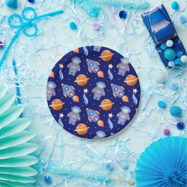 Cute Outer Space Planets & Astronaut Pappteller (Party)