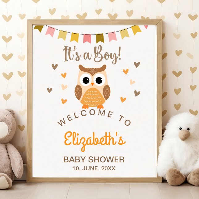Cute Owl Baby Shower Invitation – 'It's a Boy' Poster (Von Creator hochgeladen)