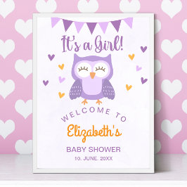 Cute Owl Baby Shower Invitation – 'It's aGirl' Poster