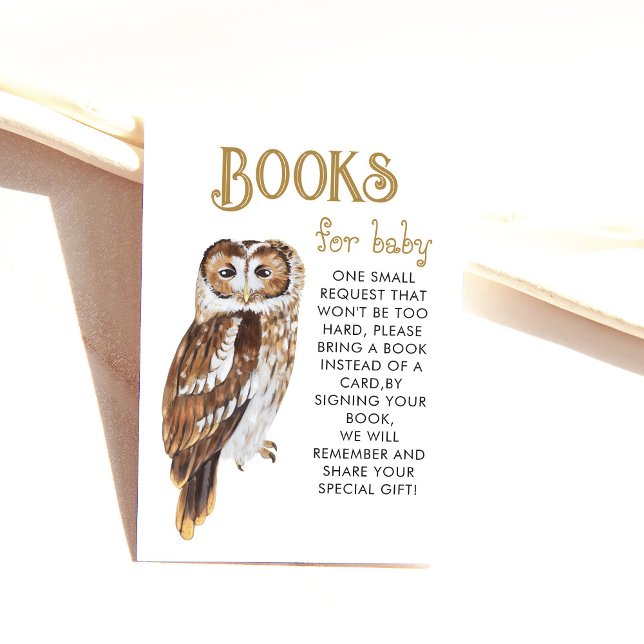 Cute Owl Book Request Baby Shower Begleitkarte (Von Creator hochgeladen)