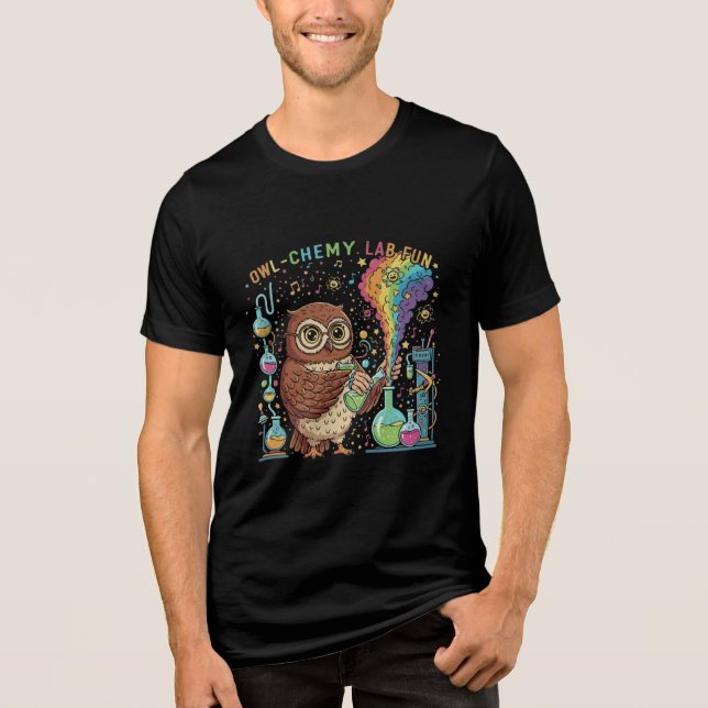  Cute Owl-chemy Lab Fun | Nerdy Scientist Chemist Tri-Blend Shirt (Vorderseite)