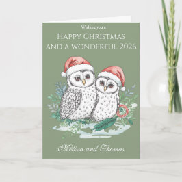 Cute Owl Couple Christmas Card – Festive Woodland Karte