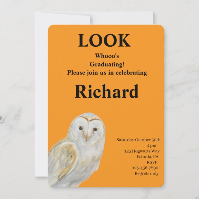 Cute Owl Graduation Invitation   Einladung (Vorderseite)