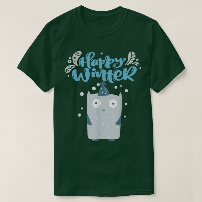 Cute Owl Happy Winter, Be Joyful cute Owl Xmas Hol T-Shirt (Design vorne)