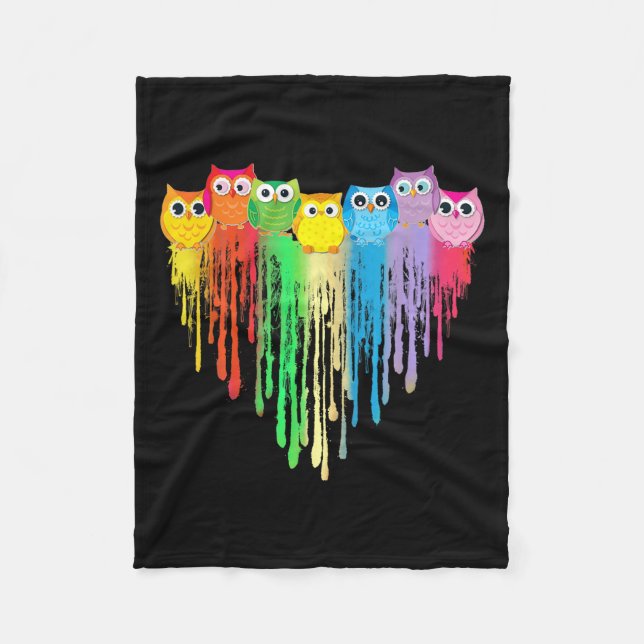 Cute Owl Heart Lgbtq Proud Gay Pride Month Colourf Fleecedecke (Vorderseite)