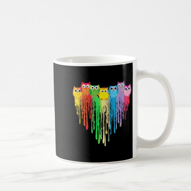 Cute Owl Heart Lgbtq Proud Gay Pride Month Colourf Kaffeetasse (Rechts)