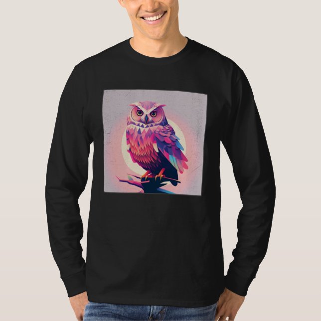 Cute Owl Illustration Modern Artwork Pink Women Ki T-Shirt (Vorderseite)