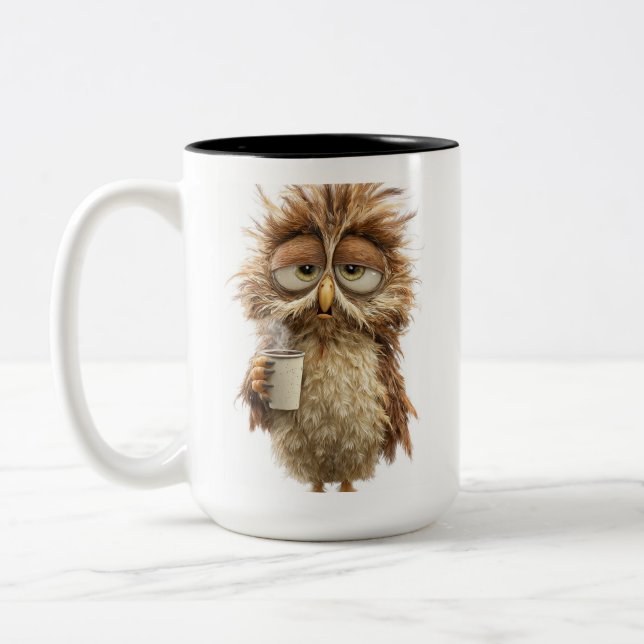Cute Owl Illustration Mug | Adorable Woodland Bird Zweifarbige Tasse (Links)