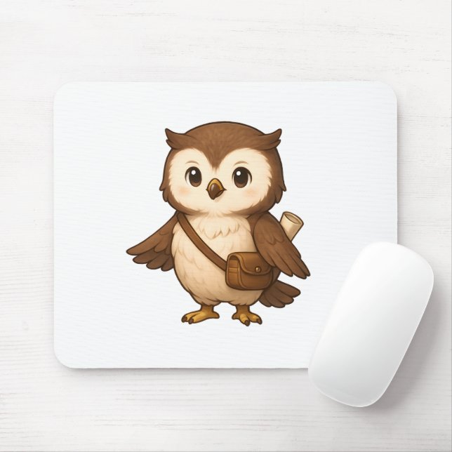 Cute Owl Illustration – Okojo and Friends Illust Mousepad (Mit Mouse)