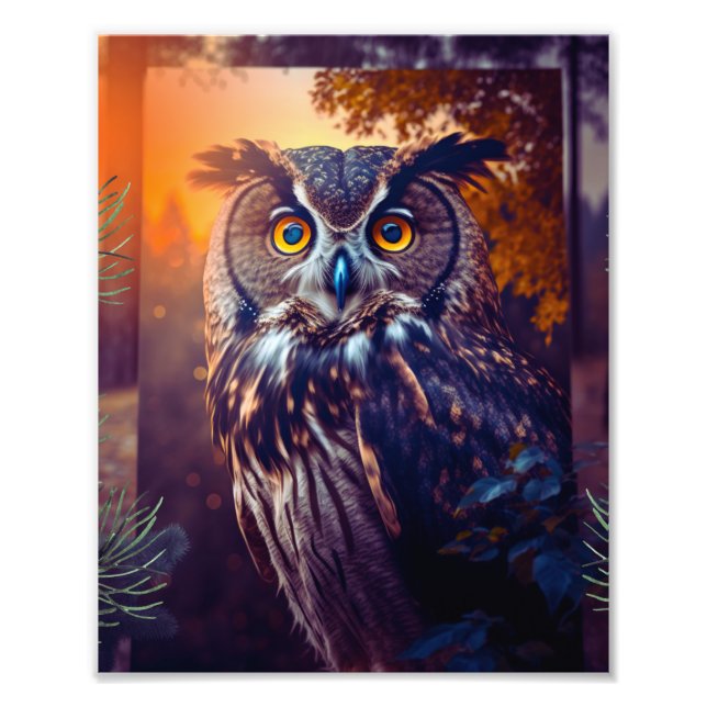 Cute Owl in Forest Nature Wildlife Bird Animal Fotodruck (Vorne)