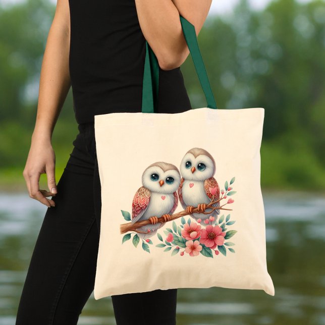 Cute Owl Love Woodland Nature Lover Wedding Tragetasche (Von Creator hochgeladen)