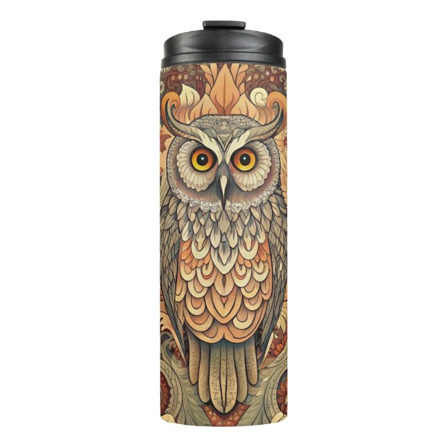 Cute Owl Style William Morris Thermosbecher (Vorderseite)