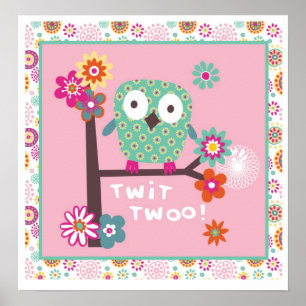 cute owl wall poster