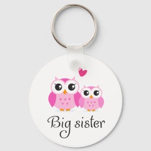 Cute owls big sister little sister cartoon schlüsselanhänger