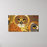Cute Owls: Digital Art Gustav Klimt Style