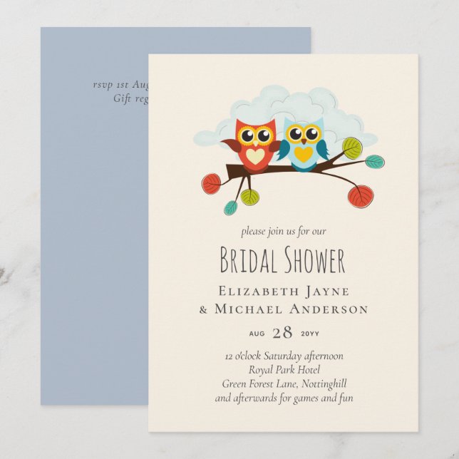 Cute OWLS Themed Wedding Blue Orange (Vorne/Hinten)