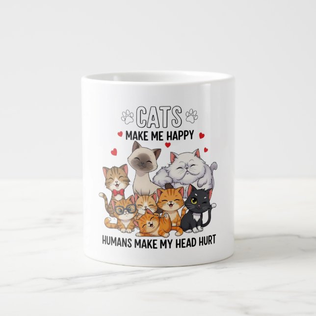 Cute Pack of Happy Cats Jumbo-Tasse (Vorderseite)