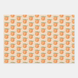 Cute Painted Peach Fruit Illustration  Geschenkpapier Set