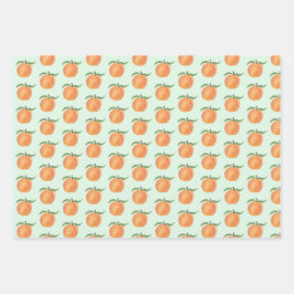 Cute Painted Peach Fruit Illustration  Geschenkpapier Set